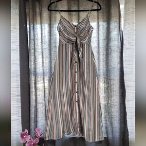 Mimi Chica Midi Dress | Size Small | Adjustable Straps + Peek-a-Boo Detail Boho